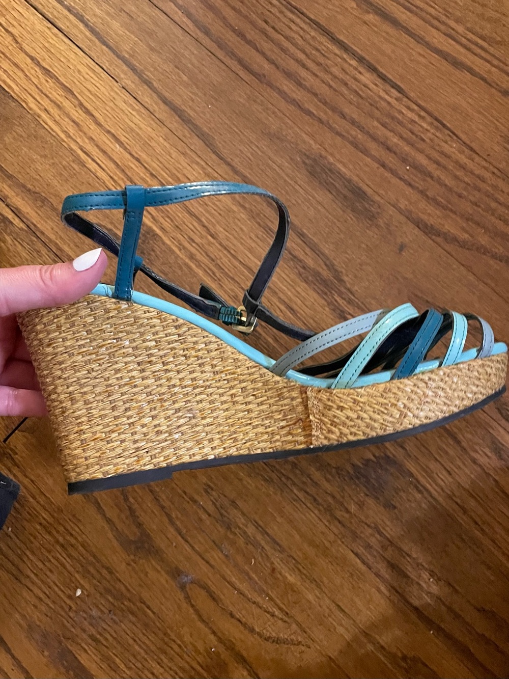 Christian Siriano for Payless Teal and Light Blue Strappy Espadrille Wedges